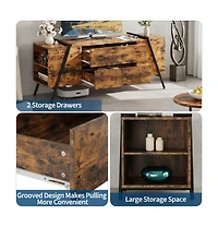 Gaomon 2-Drawer Tv Stand with U-Shaped Metal Base, Sturdy & Stylish, Fit Up to 60 Inch TVs, Living Room/Bedroom