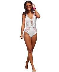Becca Women's Castaway Fishnet One-Piece Swimsuit