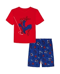 Spider-Man Boys' 4-10 T-Shirt and Shorts, 2-Piece Set