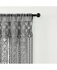 Lush Decor Boho Macrame Textured Cotton Window Curtain Panel Single 40"W x 95"L Macrame Curtains For Windows, Room Divider, Boho Wall Decor