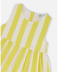 Deux par Deux Big Girls Sleeveless Dress White and Yellow Stripes