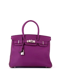Pre-Owned HERMES Birkin 30 Handbag Bicolor Swift with Palladium Hardware