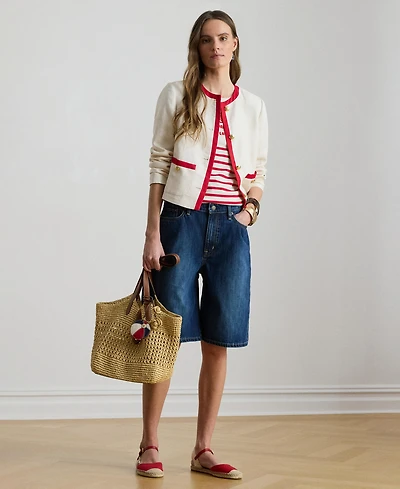 Lauren Ralph Women's Denim Wide-Leg Bermuda Shorts