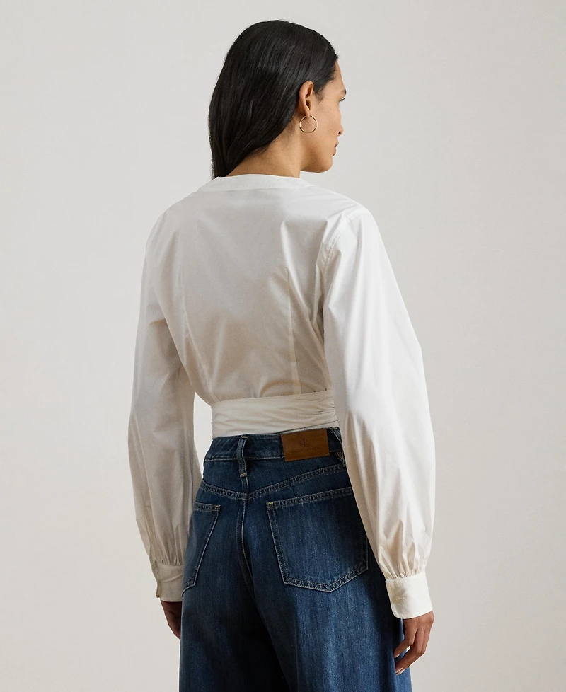 Lauren Ralph Women's Cropped V-Neck Wrap Top