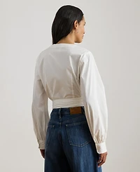 Lauren Ralph Women's Cropped V-Neck Wrap Top