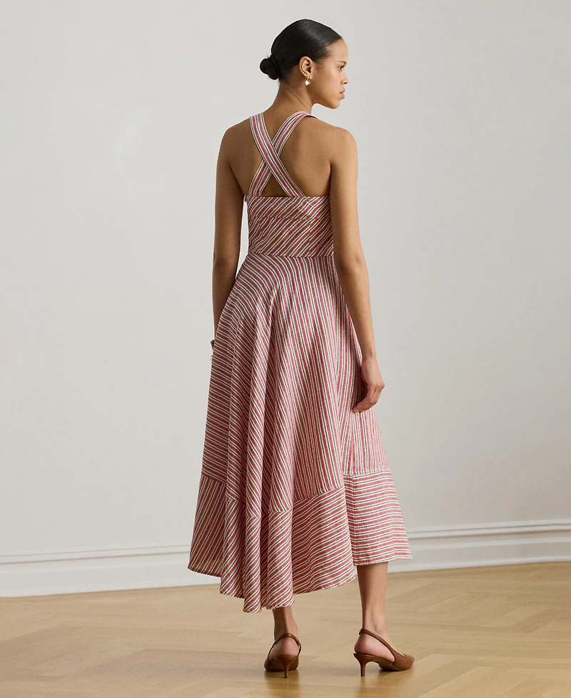 Lauren Ralph Women's Striped Square Neck Dress