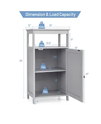 Volenca Wood Bathroom Floor Storage Cabinet with Multi-Function Organizer Rack