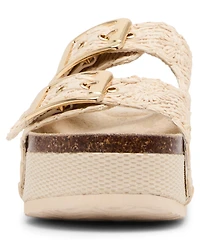 Madden Girl Women's Babes-rf Double-Strap Round Toe Flatform Footbed Sandals