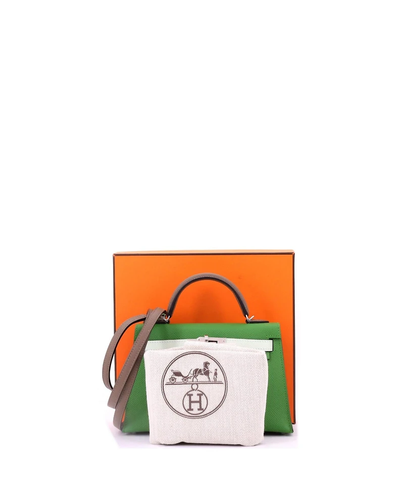 Pre-Owned HERMES Kelly 20 Handbag Tricolor Epsom with Palladium Hardware