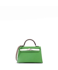 Pre-Owned HERMES Kelly 20 Handbag Tricolor Epsom with Palladium Hardware