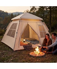 Mecale 4-Person Automatic Camping Tent with Rainfly and 2 Doors, Easy Setup Portable