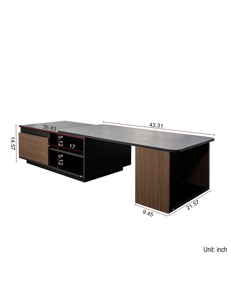 Boyel Living Extendable Coffee Table with Adjustable Length and Storage Drawers