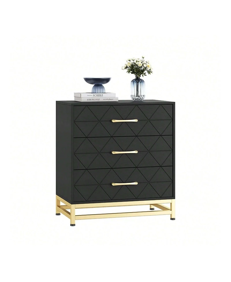 gaomon White 3-Drawer Wood Dresser, Bedroom Nightstand Storage Chest Organizer for Closet Clothes