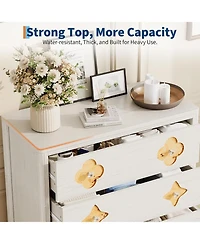 gaomon Fluted 5-Drawer Tall Dresser for Bedroom, 42.9" Wooden Chest of Drawers with Storage