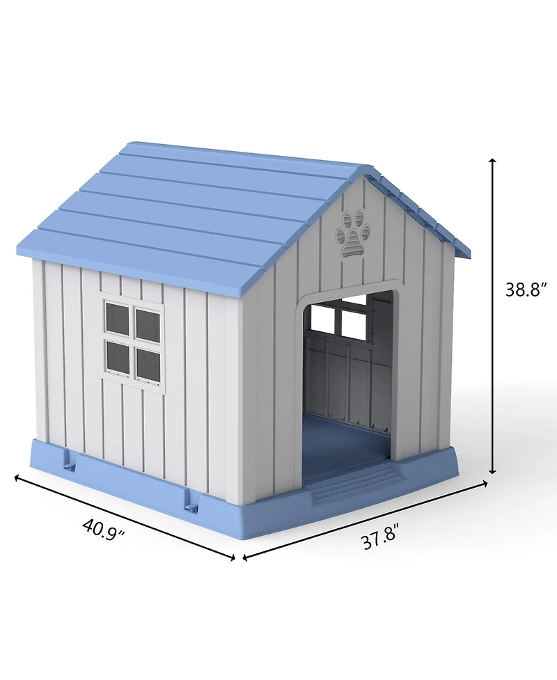 Decksplore 38 inch pointed dog house Spacious Indoor Outdoor Shelter with Removable Roof