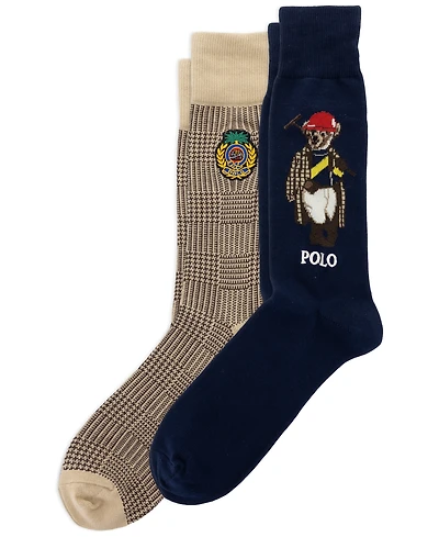 Polo Ralph Lauren Men's Polo Society Bear Socks, 2-Pack
