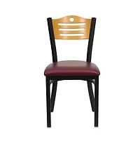 Emma+Oliver Slat Back Metal Restaurant Dining Chair