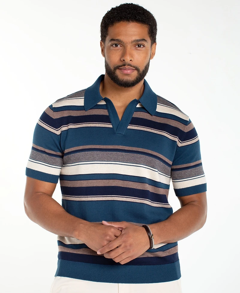 Liverpool Los Angeles Men's Short-Sleeve Johnny Collar Sweater