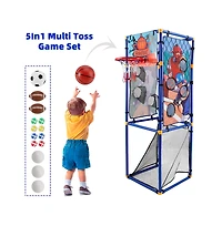 Bruce & Shark Kids 5-in-1 Multi-Sport Game Set - Includes Football, Basketball, Baseball, Flying Disc & Rugby