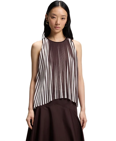 Boss by Hugo Women's Two-Tone Plisse Pleat A-Line Top