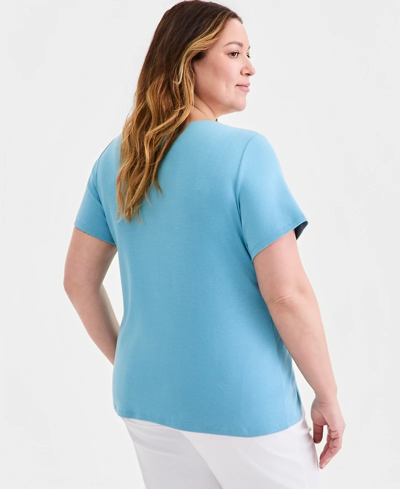 Style & Co Women's Plus Short-Sleeve Scoop-Neck Top