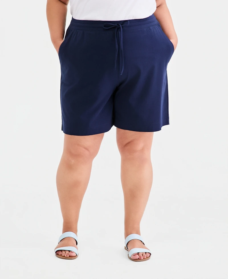 Style & Co Plus Size Solid Knit Shorts, Macy's Exclusive