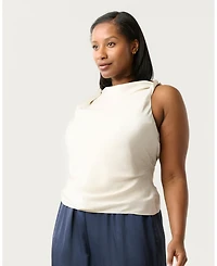 Estelle Plus Tahni Cowl Neck Satin Tank Top
