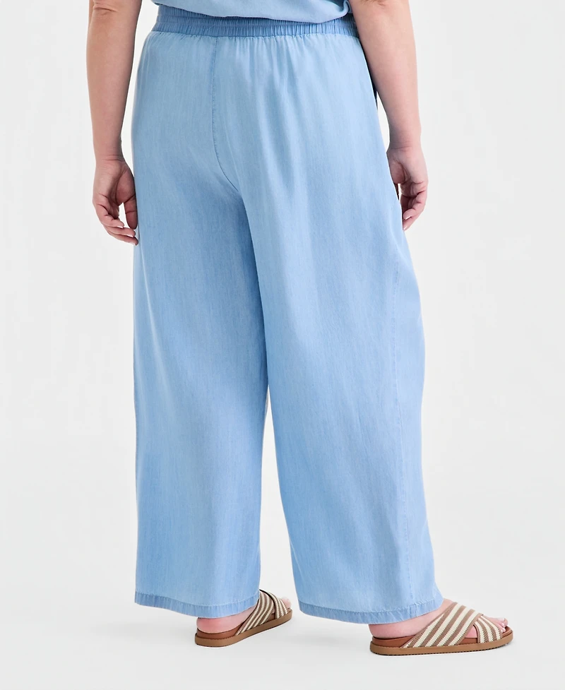 Style & Co Plus Chambray Wide-Leg Pants, Macy's Exclusive