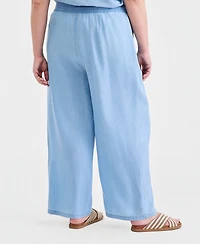 Style & Co Plus Chambray Wide-Leg Pants, Macy's Exclusive