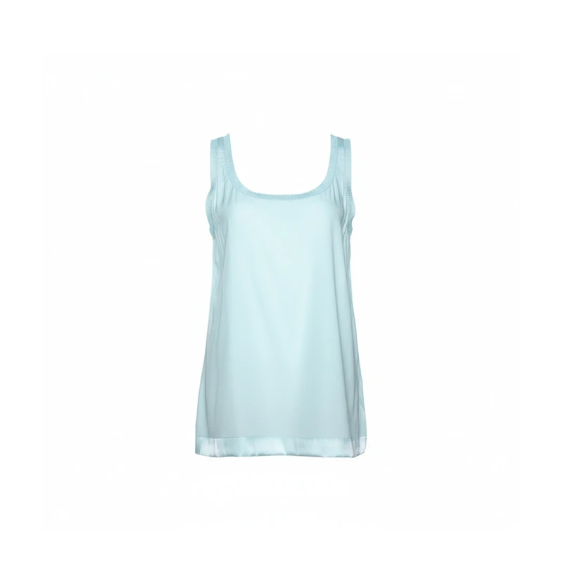 Pre-Owned Missoni Women's Pastel Blue Silk & Knit Sleeveless Scoop Neck Top