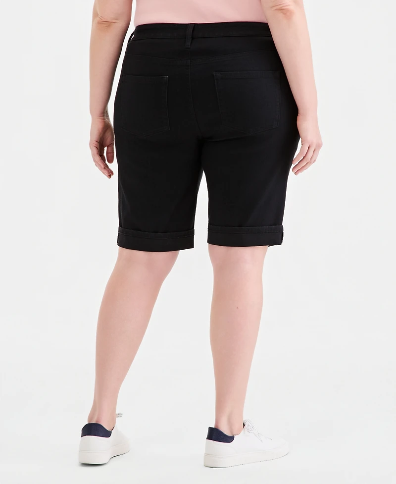 Style & Co Plus Mid-Rise Roll-Cuff Bermuda Shorts, Macy's Exclusive
