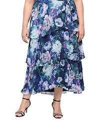 Sl Fashions Plus V-Neck Tiered Maxi Dress