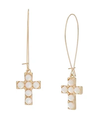 Robert Lee Morris Soho Mother of Pearl Cross Dangle Earrings