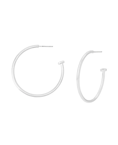 Robert Lee Morris Soho Silver Minimal Medium Hoop Earrings