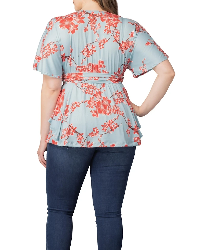 Kiyonna Plus Encore Short Sleeve Printed Top