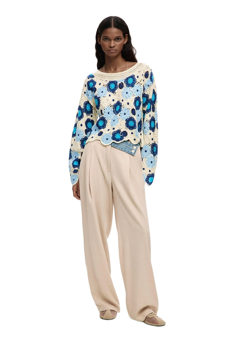 Desigual Women's Crochet with flowers sweater