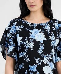 Anne Klein Petite Flutter-Sleeve Bateau Neck Blouse