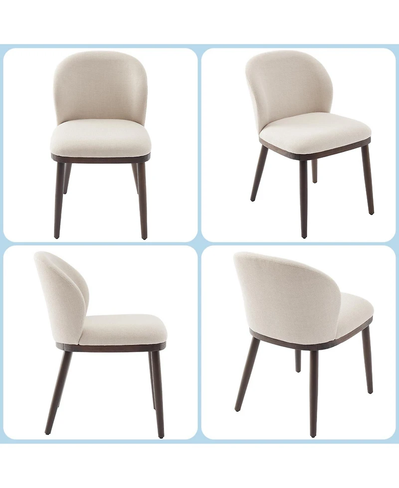 gaomon Set of 2 Upholstered Fabric Dining Accent Chairs, Comfortable Seat & Solid Wood Legs for Kitchen & Dining Room