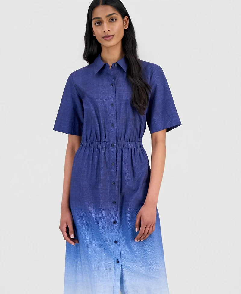 Anne Klein Women's Ombre Cotton Midi Shirtdress