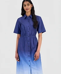 Anne Klein Women's Ombre Cotton Midi Shirtdress