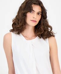 Anne Klein Women's Sleeveless Asymmetric Pleated Top