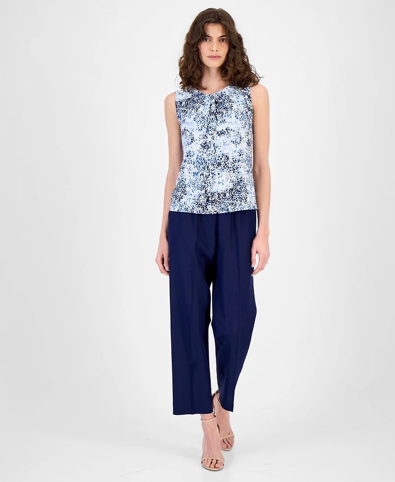 Anne Klein Women's Sleeveless Asymmetric Pleated Top