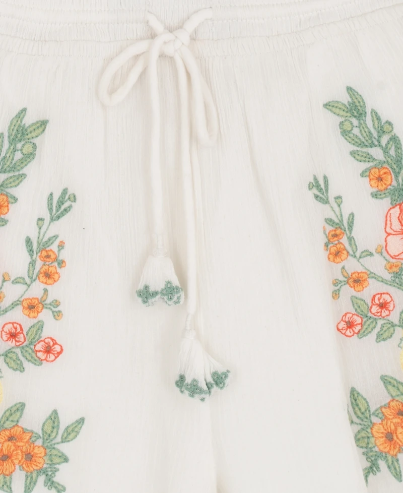 Rare Editions Girls' 7-16 Floral Embroidered Top and Shorts, 2-Piece Set