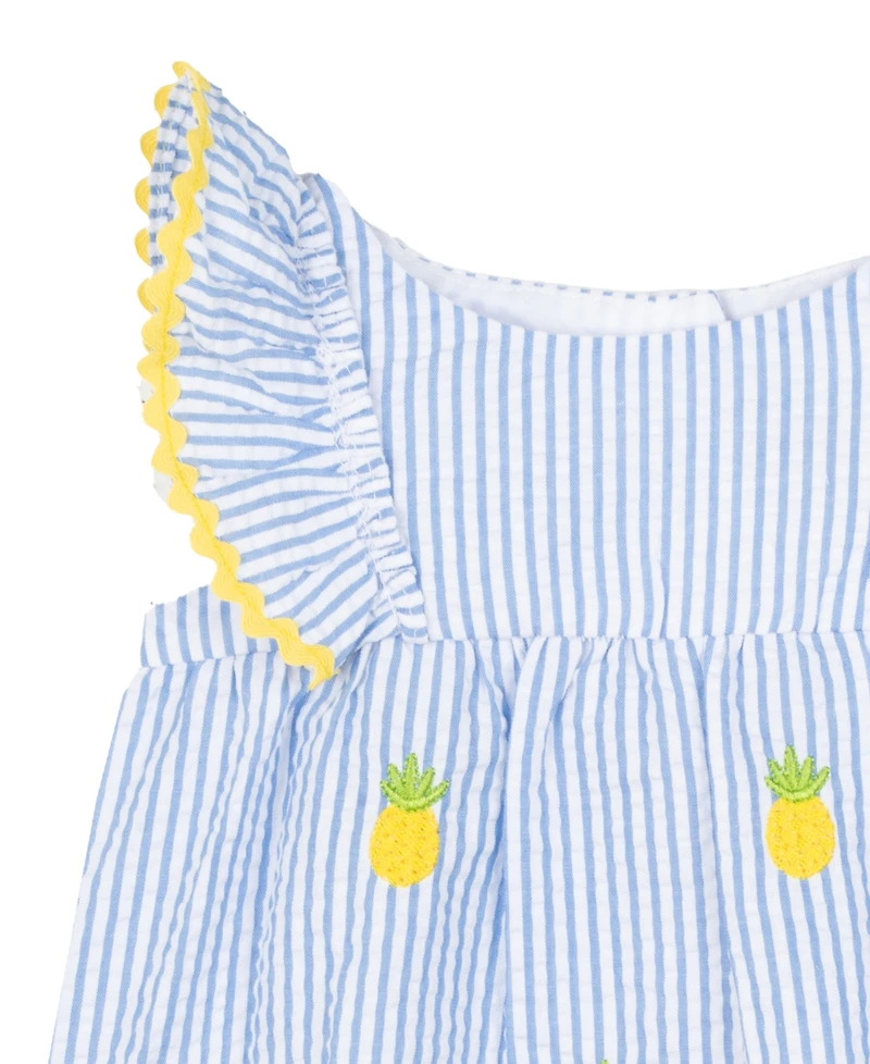 Rare Editions Girls' 2T-6X Pineapple Embroidered Top and Shorts, 2-Piece Set
