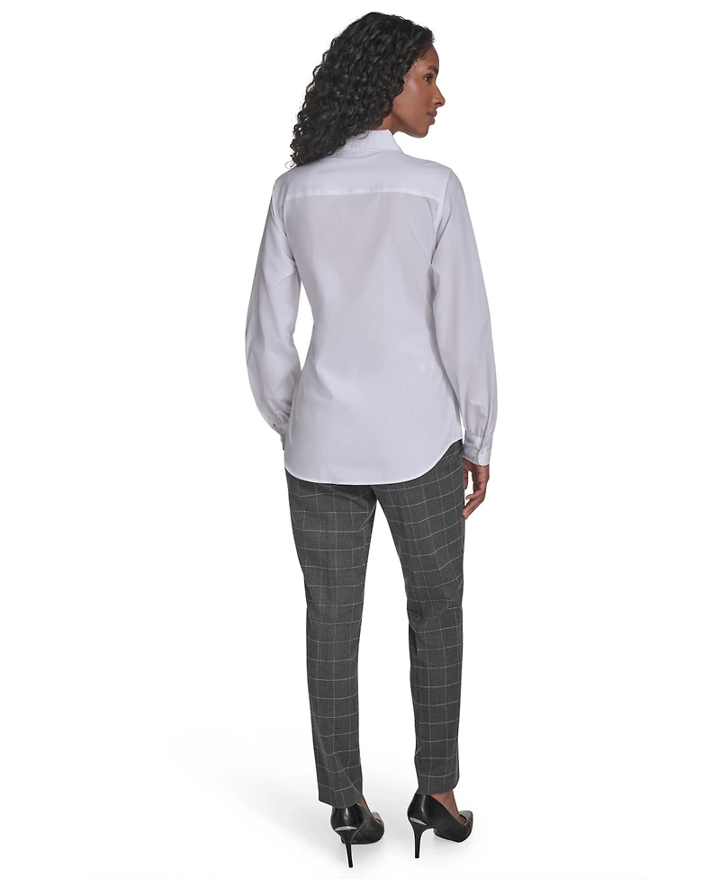 Calvin Klein Women's Tie Waist Collared Neck Top