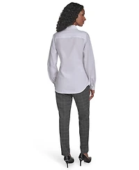 Calvin Klein Women's Tie Waist Collared Neck Top