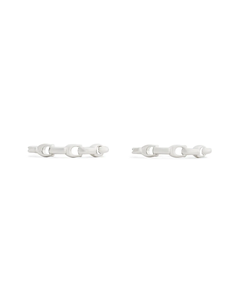 Coach Rhodium Signature C Chain Hoop Earrings