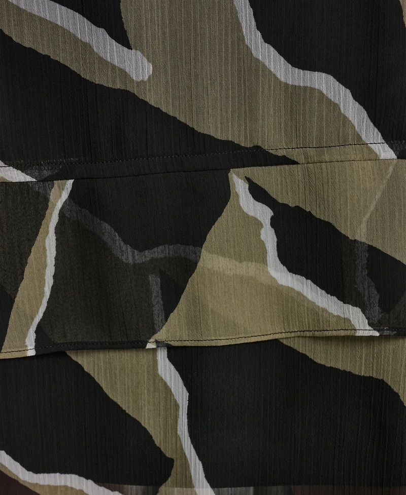 Dkny Women's Sleeveless Layered Crinkle V-Neck Dress