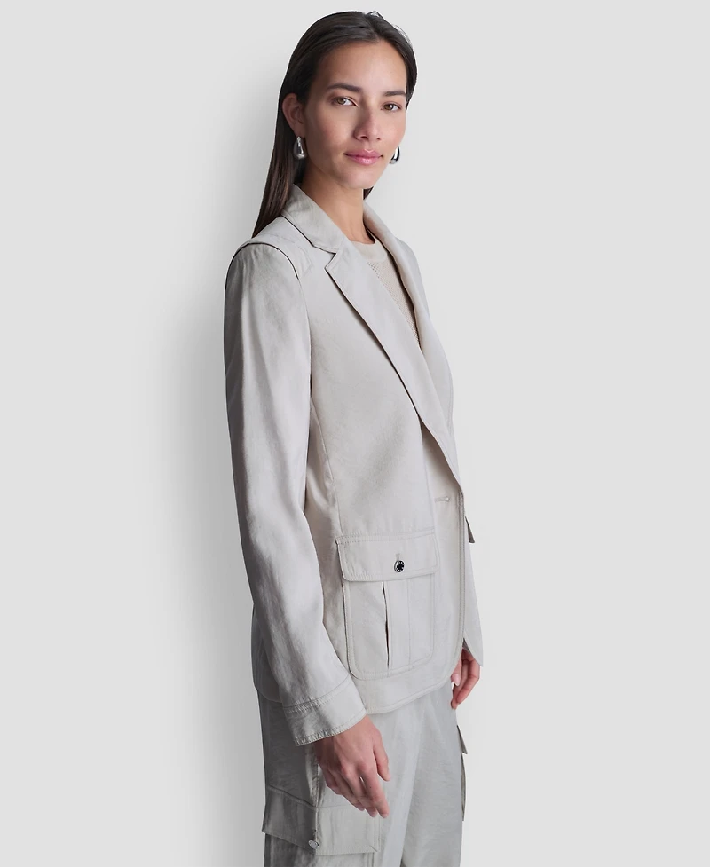 Dkny Women's Peak Lapel Collar Sueded Fuji Blazer