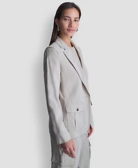 Dkny Women's Peak Lapel Collar Sueded Fuji Blazer